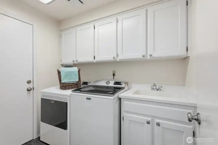 New Washer & Dryer, utility sink and storage