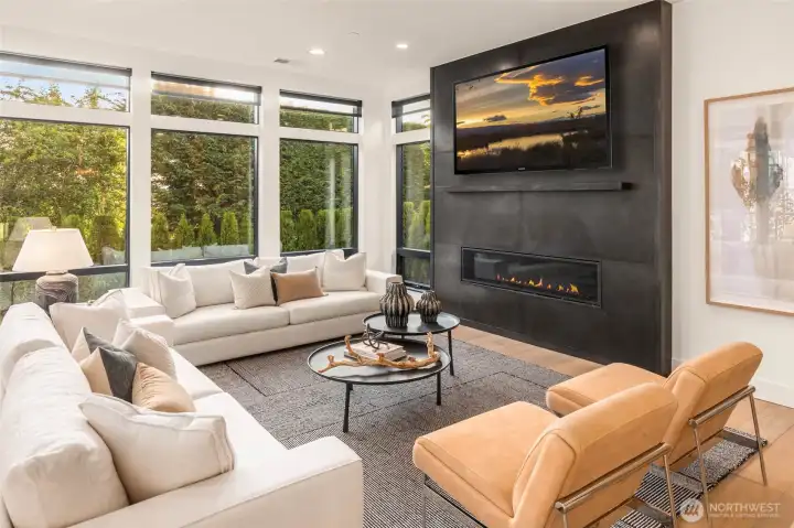 Custom built Blackened Steel fireplace surround with steel mantel