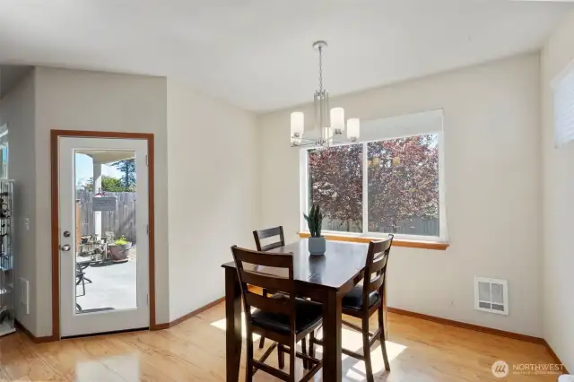 Dining room with door to covered patio