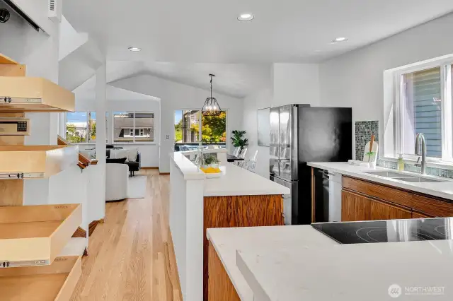 Newer pantry and appliances, and brand-new quartz countertops.