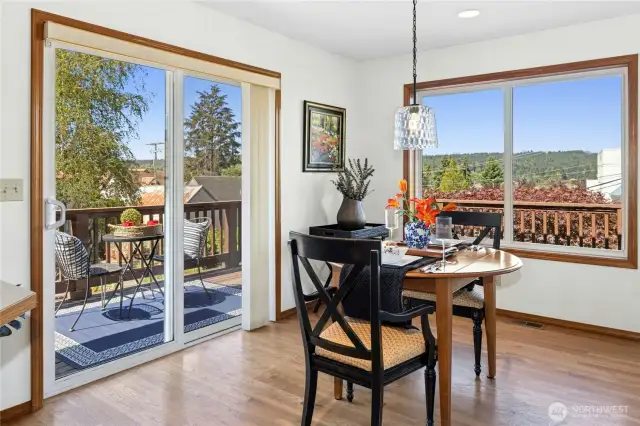 Dining area leads to wrap around view deck