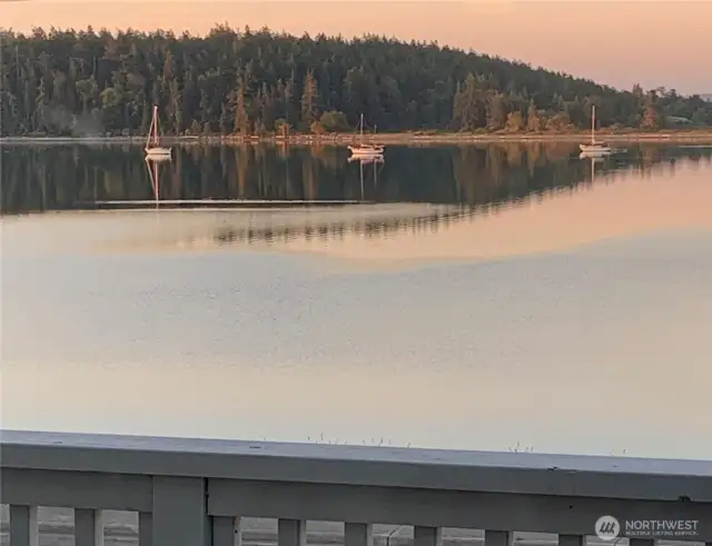 Sunset from deck over the harbor