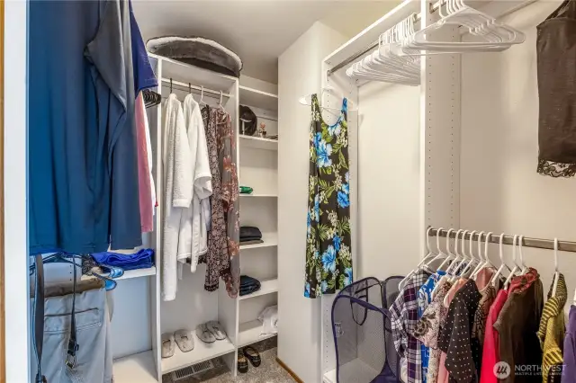 Large walk-in closet connected to the primary bedroom.