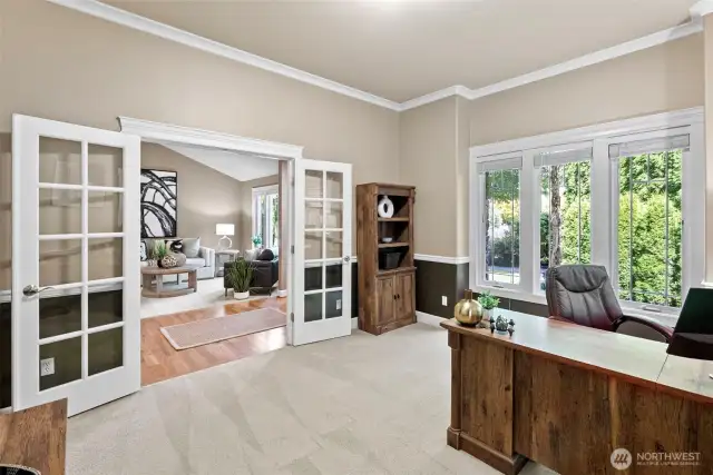 Main-floor den with French doors.