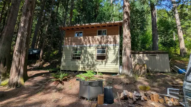 Cabin with storage shed