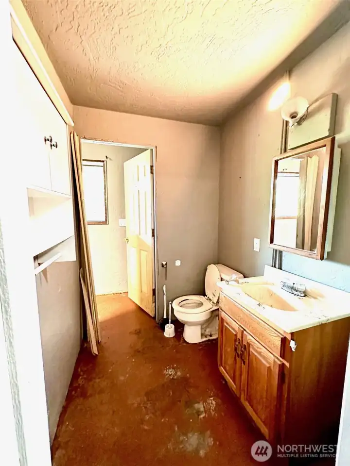 Lower level half bath connected to bedroom 3.