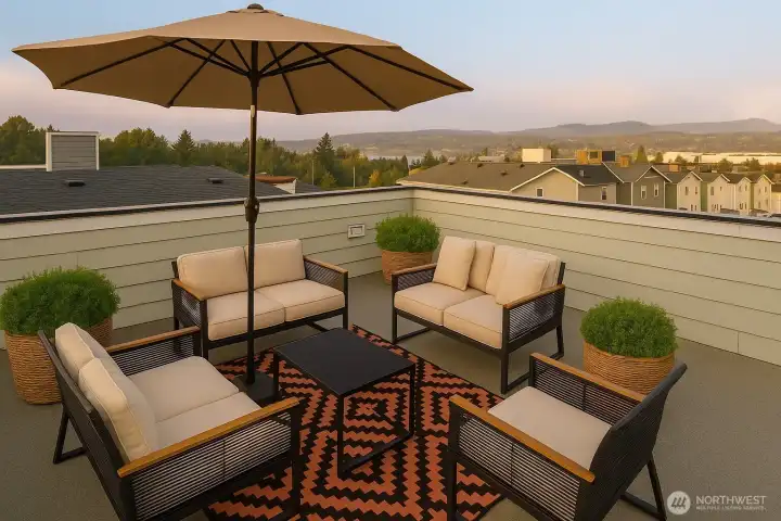 Rooftop deck with gorgeous lake & mountain views