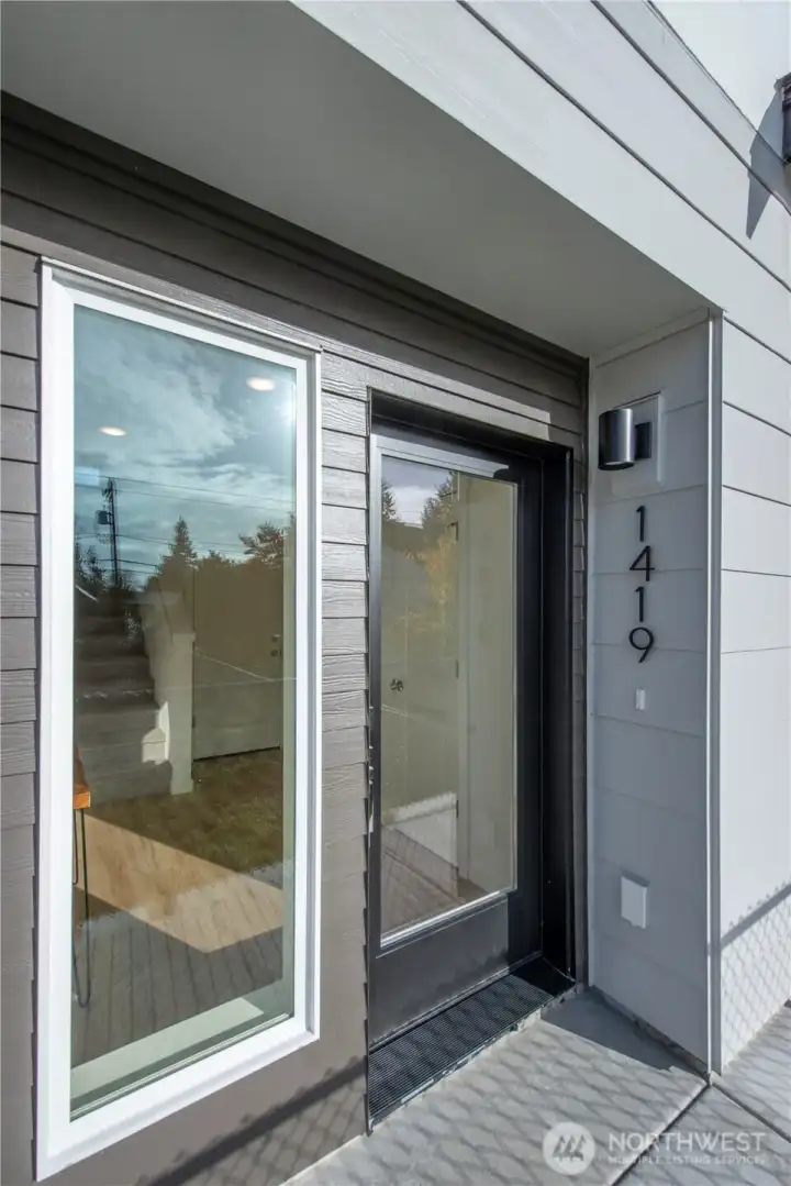 Lighted front porch entry