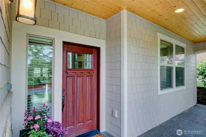 Covered front porch entrance.