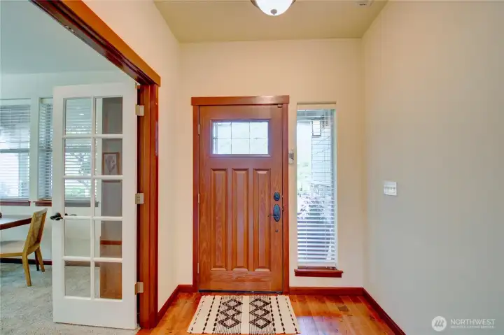Front entrance, office/den on left with french doors.