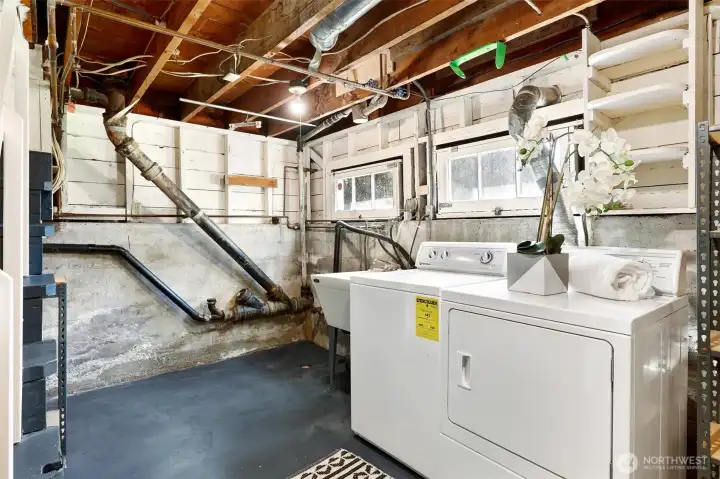 Basement laundry area