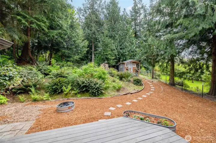 Footpath to studio/outdoor workspace.