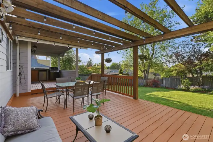 2 massive decks in the backyard. One covered and one uncovered. Best of both worlds!