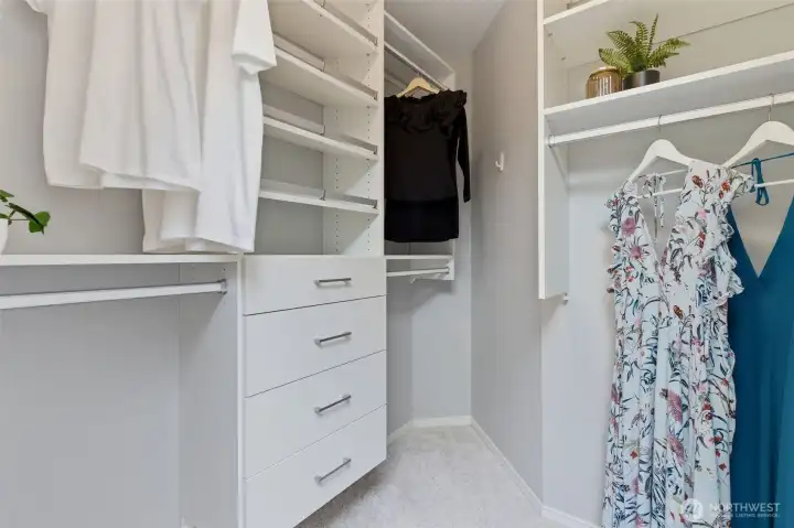 Custom closets in primary closet!