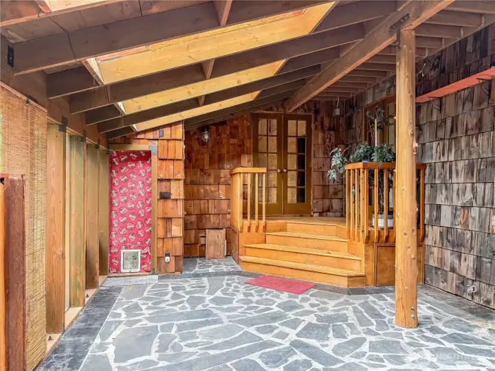 Enclosed sunroom off living room