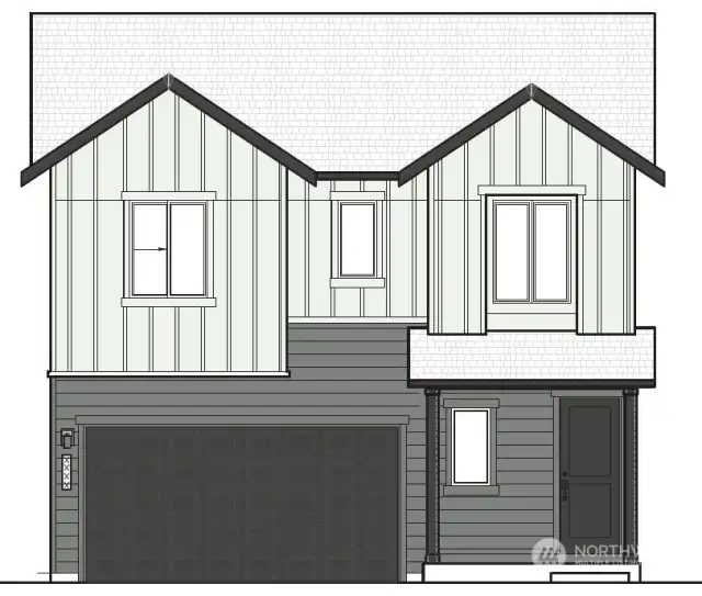 Rendering of front elevation and color scheme