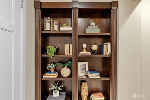 Bookcase opens on both sides to reveal "secret room"!