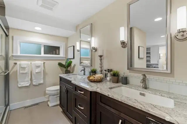 Primary bathroom completely re-modeled -Features Heated tile floors!