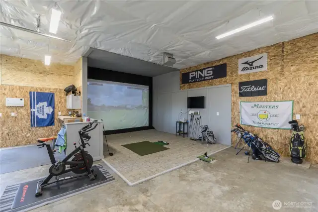 Golf simulator in the shop