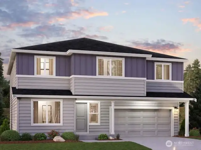 Warren 2448 Rendering-Elevation C-Depictions of homes or other features are artist conceptions. Hardscape, landscape, and other items shown may be decoration and not included in the purchase price and availability may vary, not promised. Views may also be altered by subsequent construction, tree growth, and landscaping.