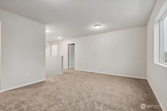 Bonus room/Loft Space at top of stairs-Disclaimer- Photos are of another Warren-2448 floor plan from a previous community, photos are for illustrative purposes only. Finishes, flooring, upgrades, or other features may vary.