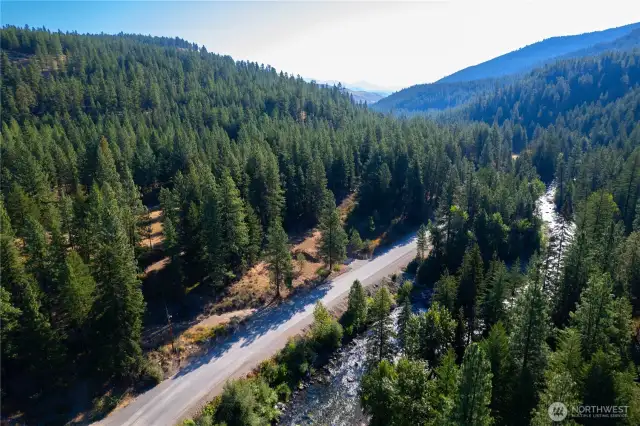 The property is bordered to the north and south by the National Forest.