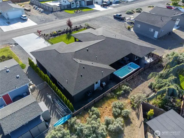 Aerial back of home.