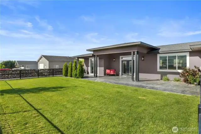 Fully fenced front yard.