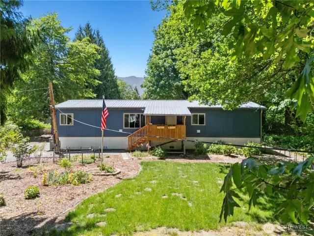 Front View of the Home with porch .