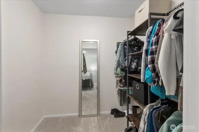 Primary bedroom features two large closets.