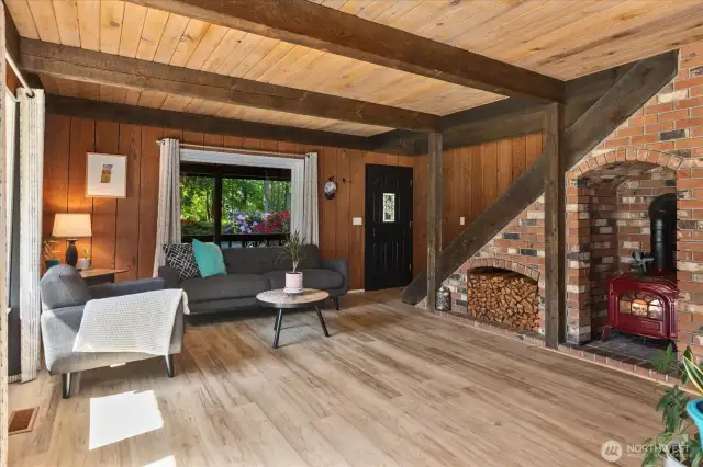 Living, Fireplace, Stairs