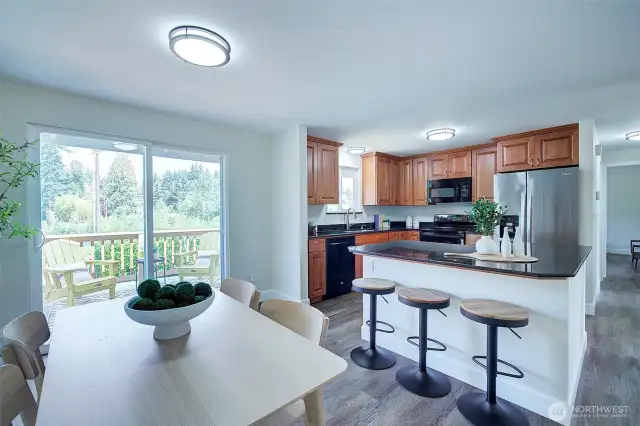 Great flow for entertaining from kitchen to new back deck.