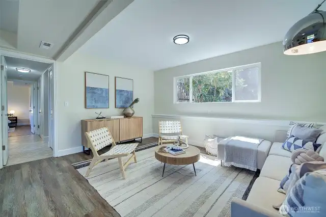Large recreational room on lower level