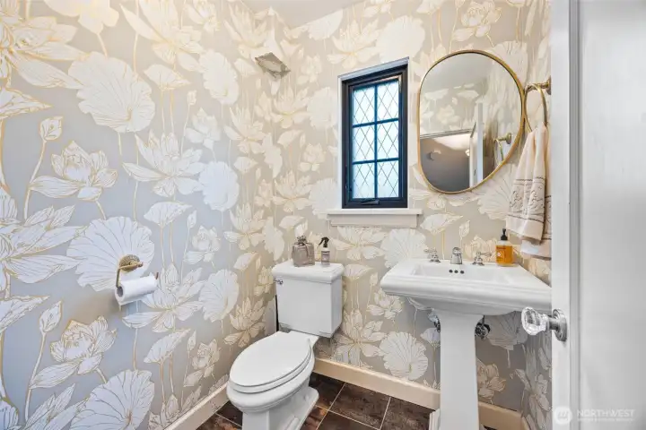 Stylish powder bath on main floor.
