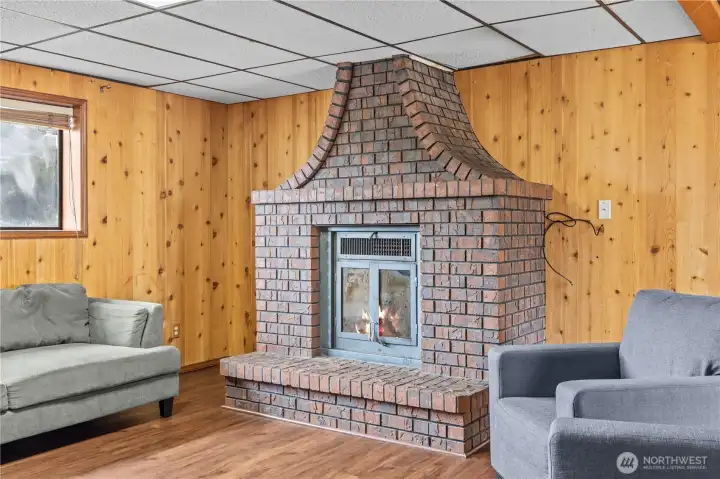 Beautiful Gas Burning  Brick Fireplace