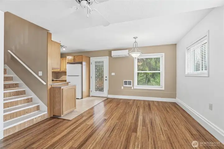 Dining area and kitchen to the left