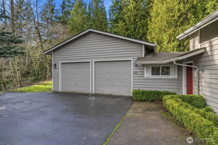 Attached double car garage