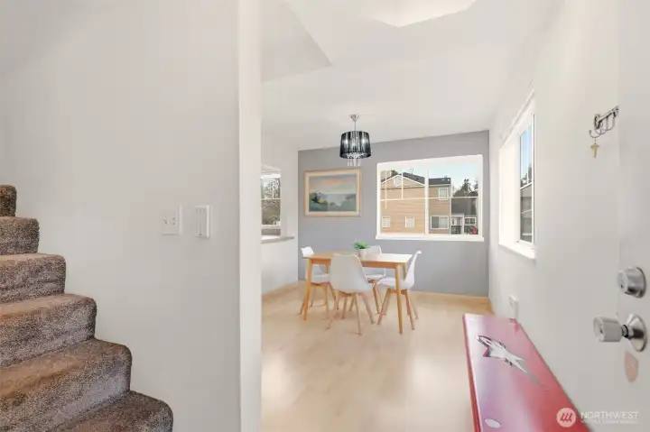 Two story unit with bedrooms on 2nd floor.  No upstairs neighbors!