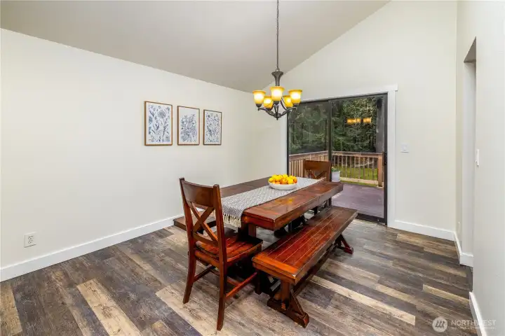 Dining room leading out to the backyard deck
