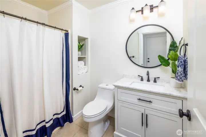 Lower level bathroom with shower