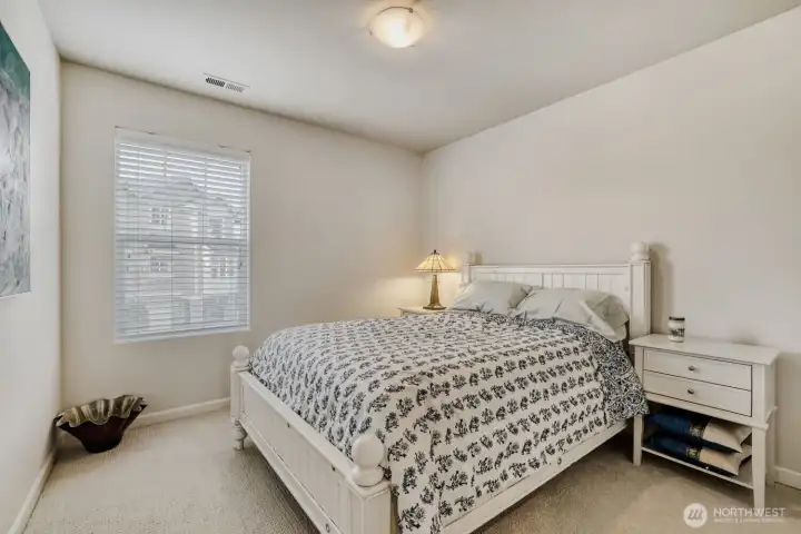 The guest bedroom also is freshly painted and bright & light with newer carpet.