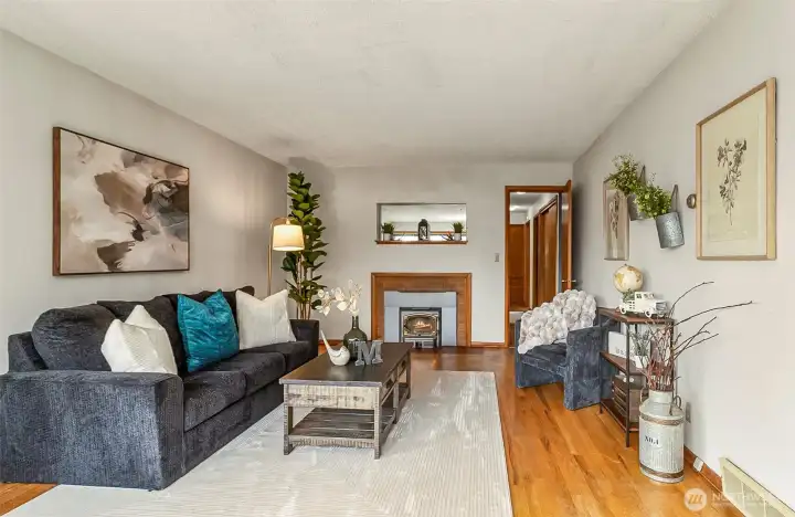 Lots of room with the efficient fireplace wood insert, keeps you warm all winter long. Save on power bills!