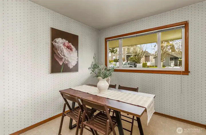 Dining area with large picture window