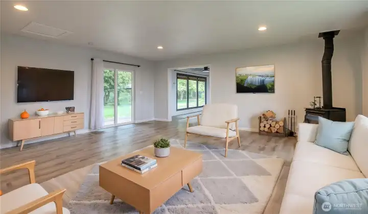 Virtually staged living room.