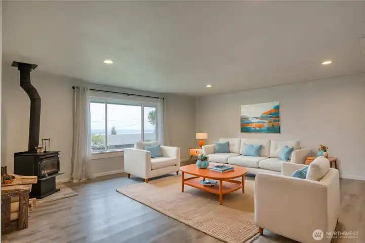 Virtually staged living room.