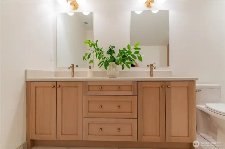 Double vanity in hall bath