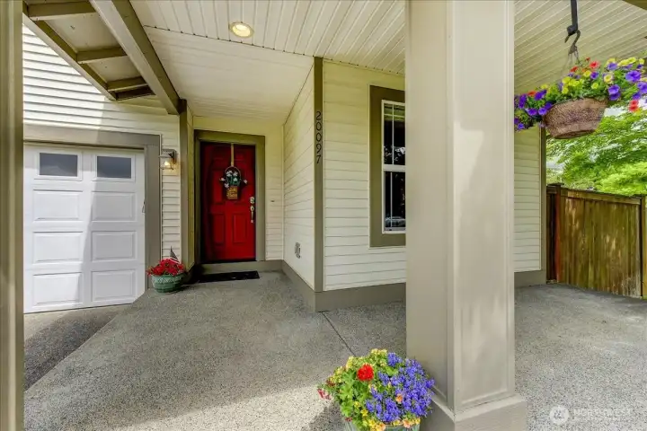 Beautiful front door and covered front porch!