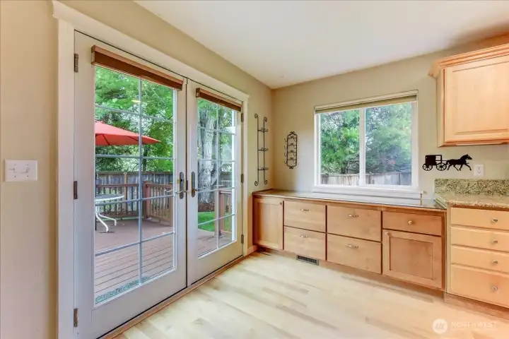 Owner loves the nice French Doors with inward swing (2018) and built-in buffet/coffee bar (2015)