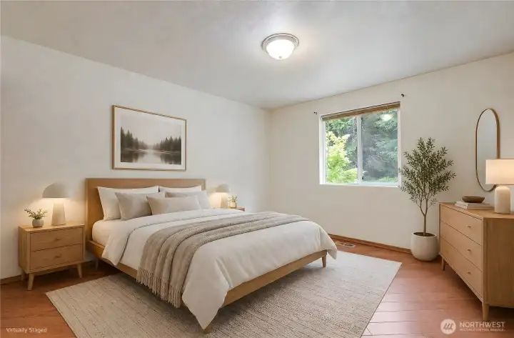 Bedroom #3 is virtually staged, It will hold large bedroom furniture.