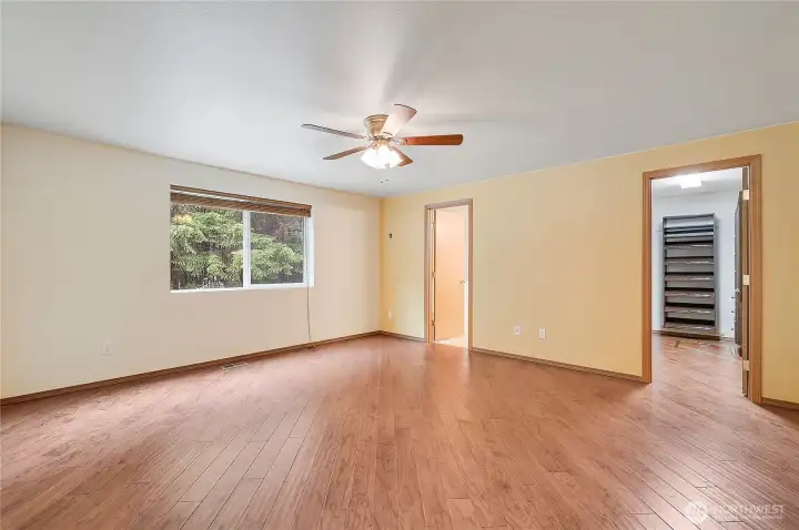 This primary suite will accommodate all your bedroom furniture and more.